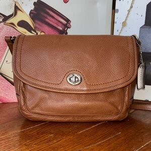 COACH Park Leather Flap Crossbody Bag Brown F28725